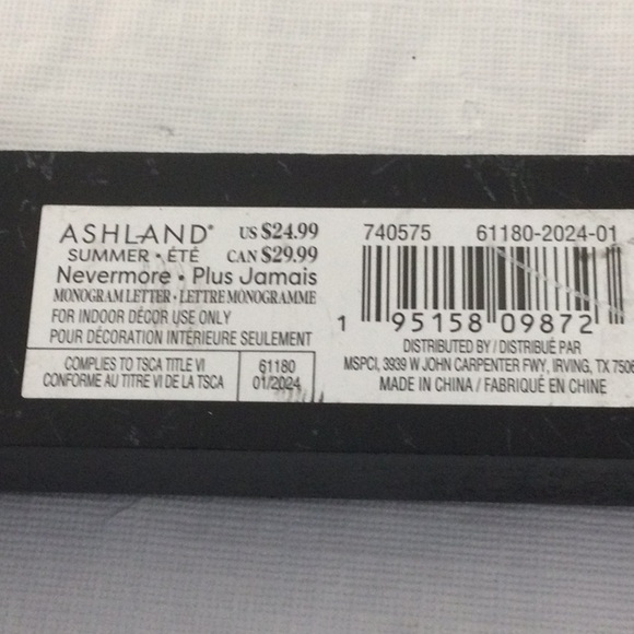 Ashland Black and Pearl Decorative Accent Letter - Picture 4 of 4